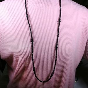 Black Robert Rose Long Necklace